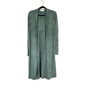 Sinuous Long Open Hooded Cardigan S Burnout Green